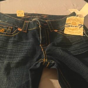 Seven7 Dark Indigo Jeans with Yellow Stitching